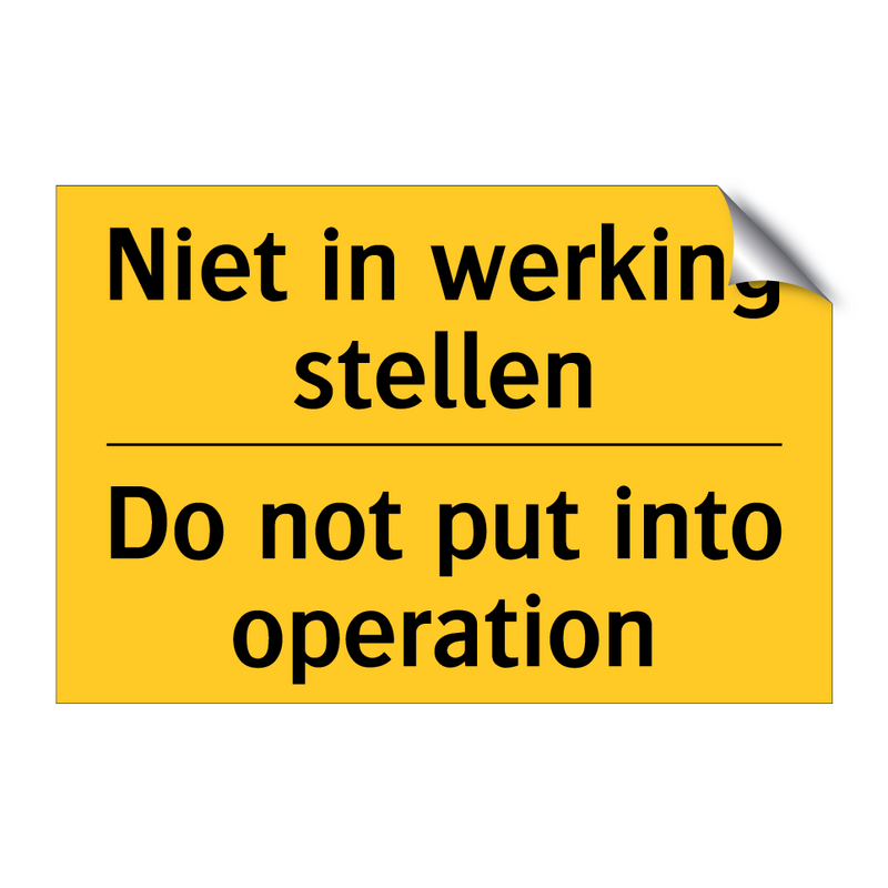 Niet in werking stellen - Do not put into operation