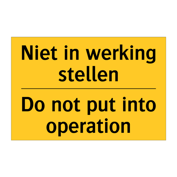 Niet in werking stellen - Do not put into operation