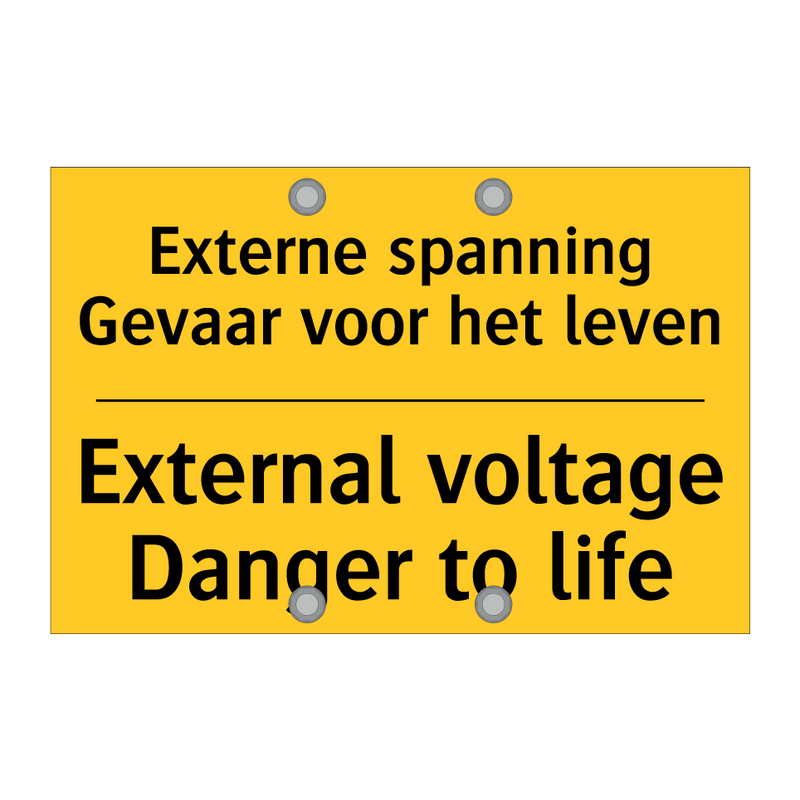 Externe spanning Gevaar voor het leven - External voltage Danger to life