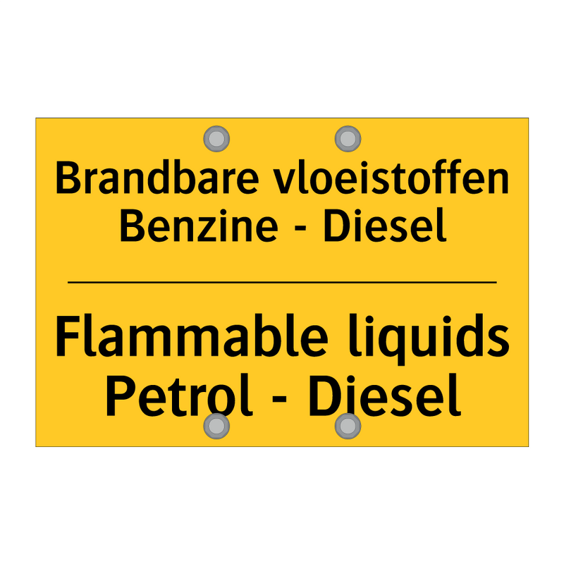 Brandbare vloeistoffen Benzine - Diesel - Flammable liquids Petrol - Diesel