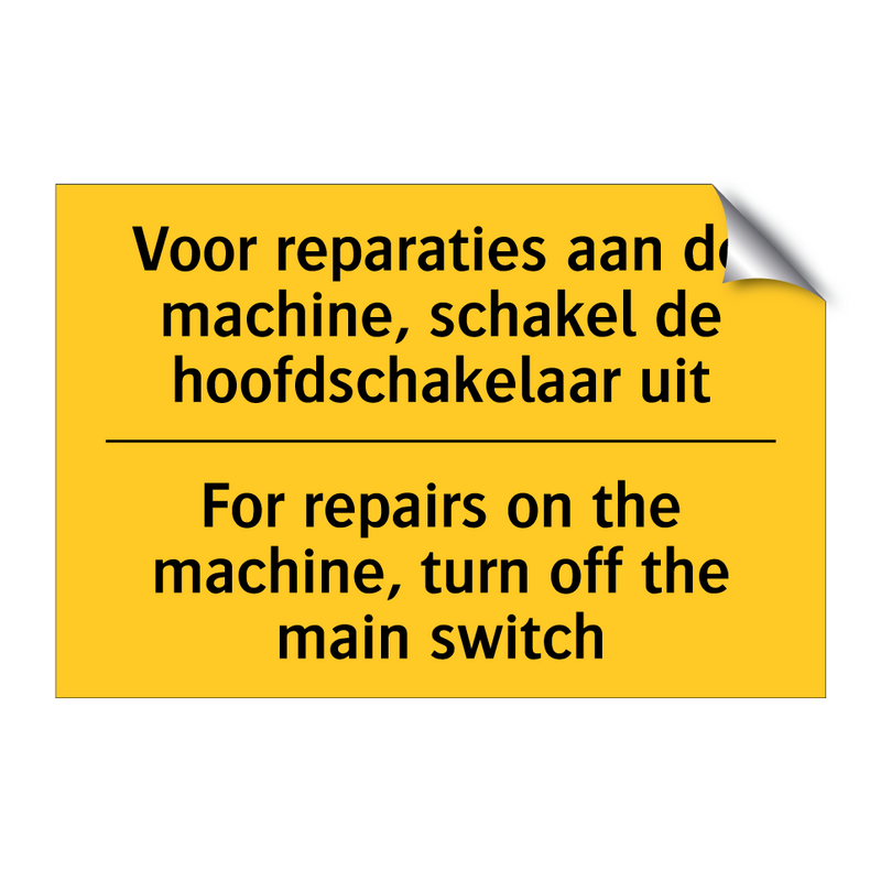 Voor reparaties aan de machine, /.../ - For repairs on the machine, turn /.../