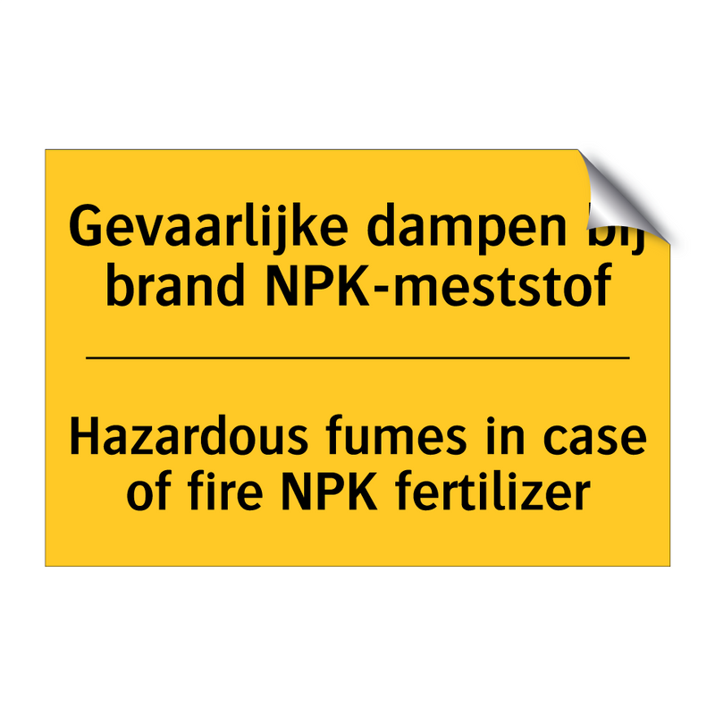 Gevaarlijke dampen bij brand NPK-meststof - Hazardous fumes in case of fire NPK fertilizer