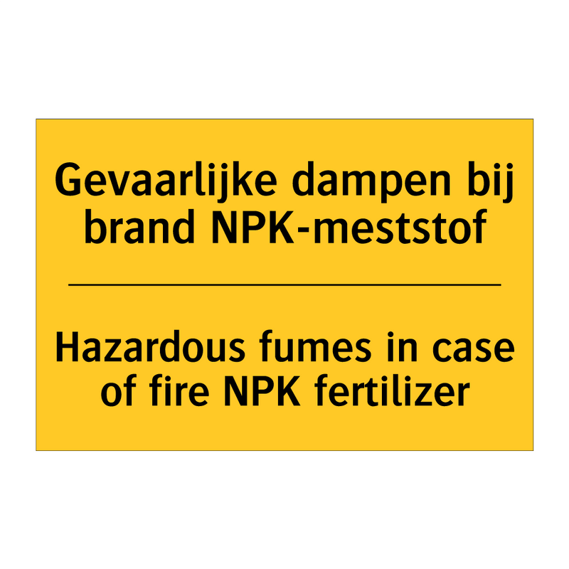 Gevaarlijke dampen bij brand NPK-meststof - Hazardous fumes in case of fire NPK fertilizer