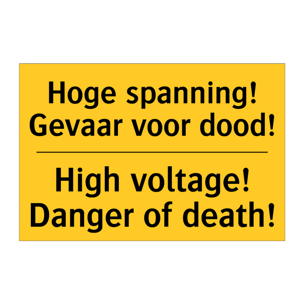 Hoge spanning! Gevaar voor dood! - High voltage! Danger of death!