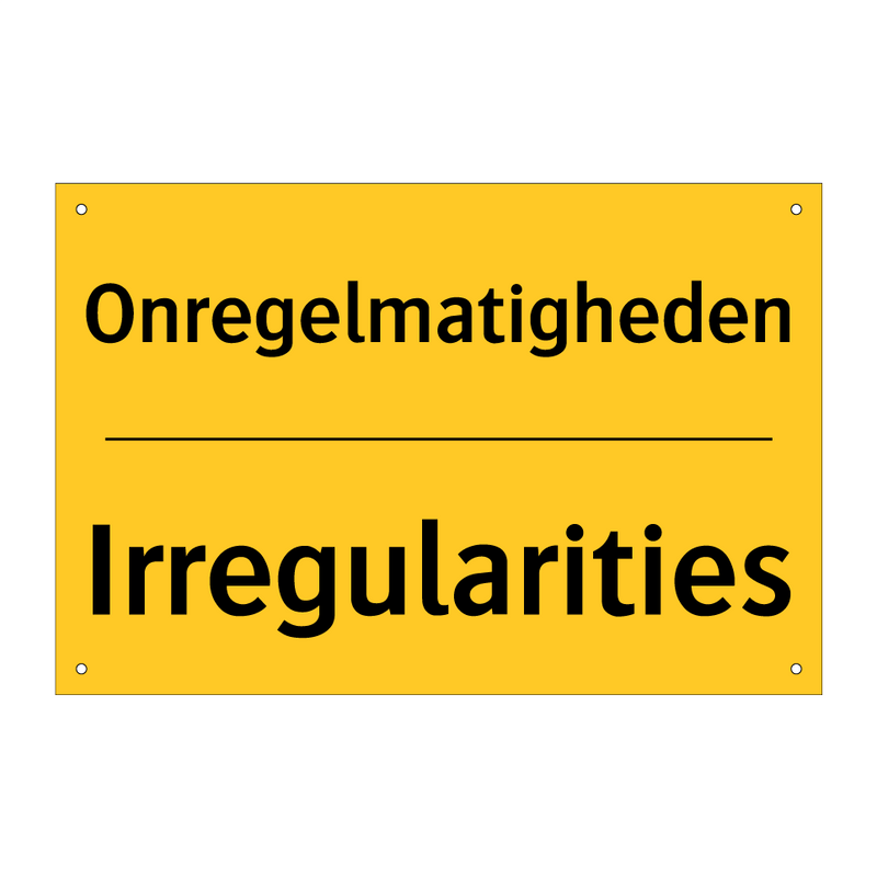 Onregelmatigheden - Irregularities & Onregelmatigheden - Irregularities