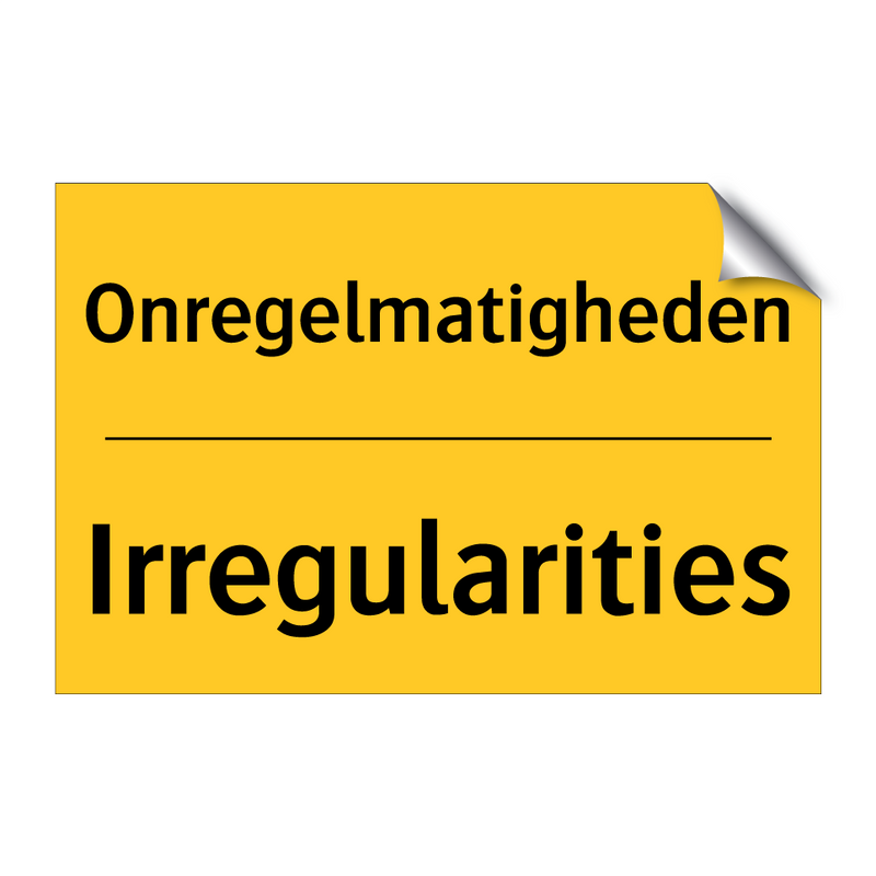 Onregelmatigheden - Irregularities & Onregelmatigheden - Irregularities