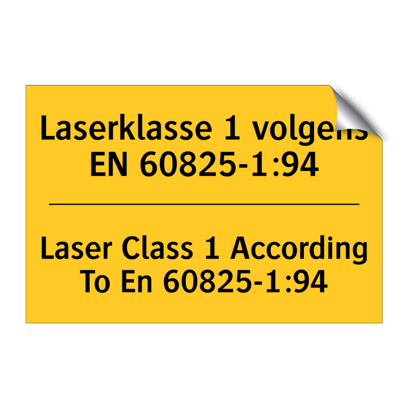 Laserklasse 1 volgens EN 60825-1:94 - Laser Class 1 According To En 60825-1:94