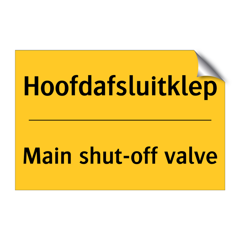 Hoofdafsluitklep - Main shut-off valve & Hoofdafsluitklep - Main shut-off valve