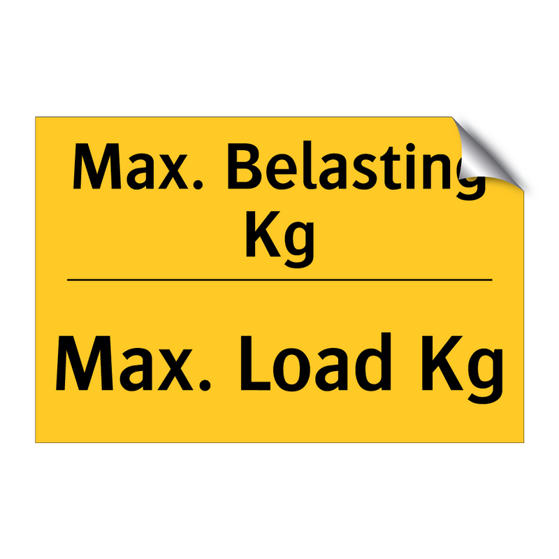 Max. Belasting Kg - Max. Load Kg & Max. Belasting Kg - Max. Load Kg