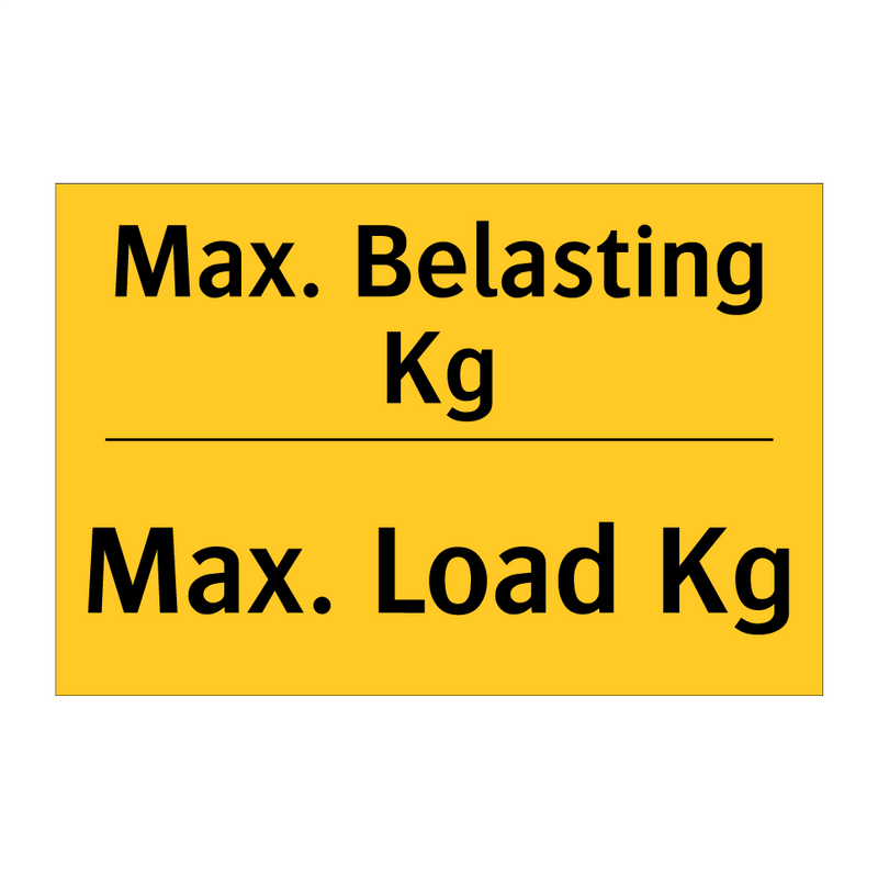 Max. Belasting Kg - Max. Load Kg & Max. Belasting Kg - Max. Load Kg