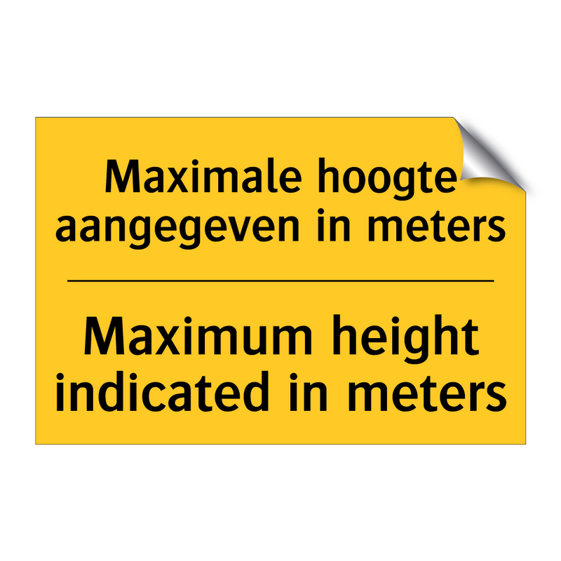 Maximale hoogte aangegeven in meters - Maximum height indicated in meters