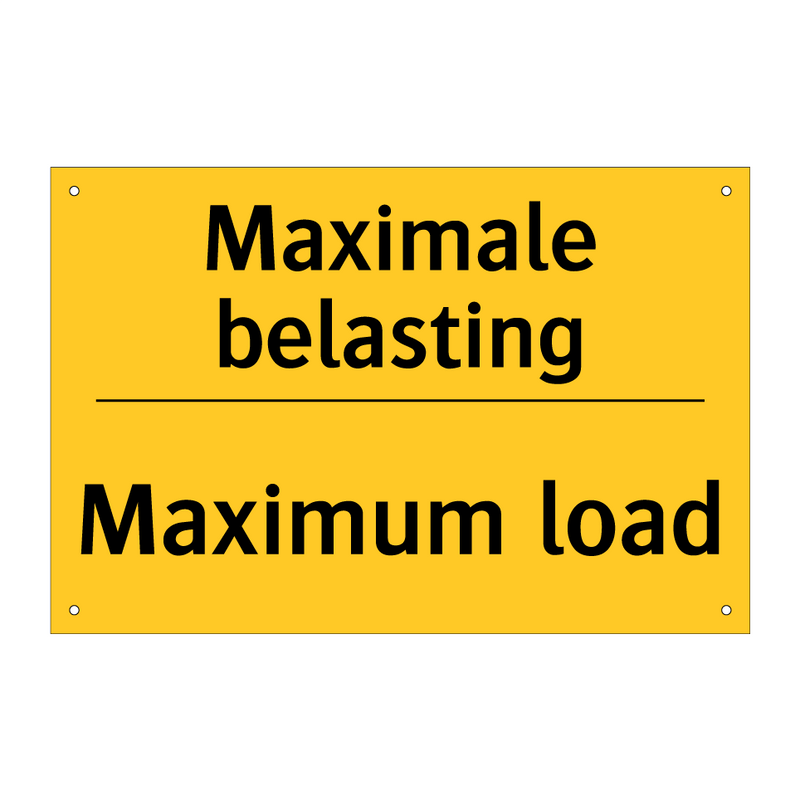 Maximale belasting - Maximum load & Maximale belasting - Maximum load