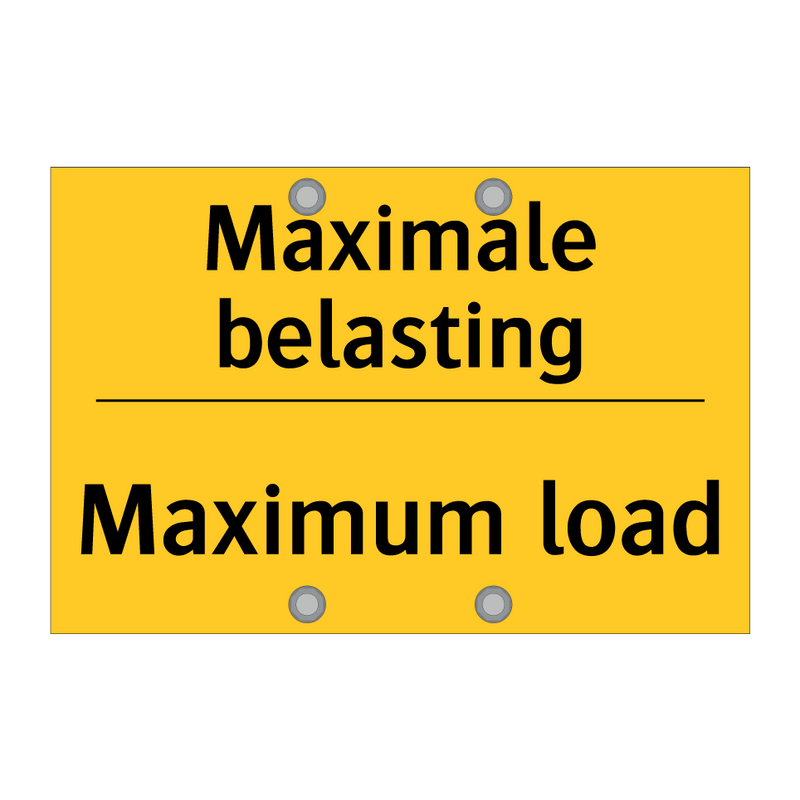 Maximale belasting - Maximum load & Maximale belasting - Maximum load