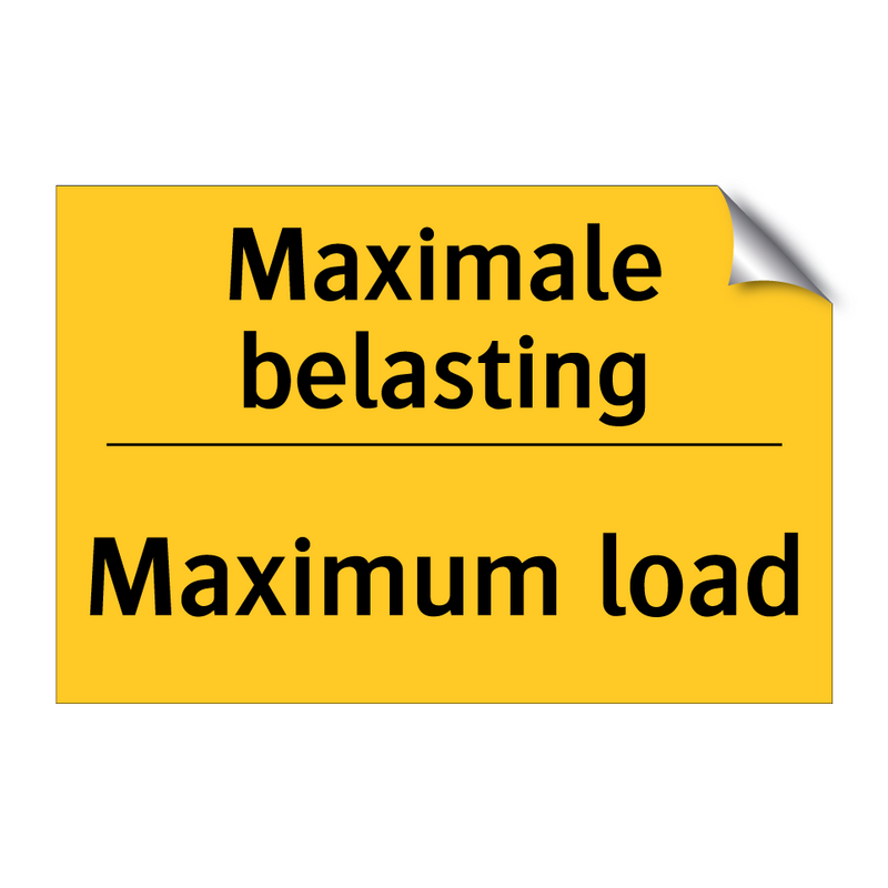 Maximale belasting - Maximum load & Maximale belasting - Maximum load