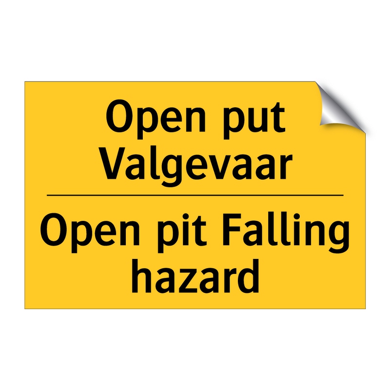 Open put Valgevaar - Open pit Falling hazard & Open put Valgevaar - Open pit Falling hazard