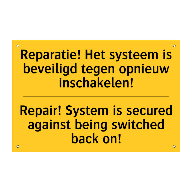 Reparatie! Het systeem is beveiligd /.../ - Repair! System is secured against /.../