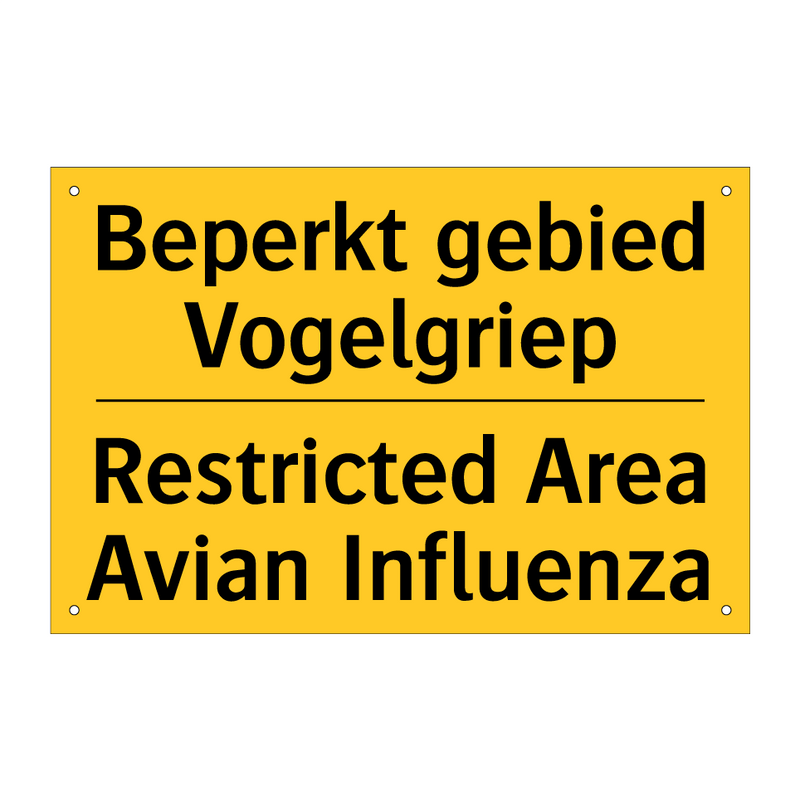 Beperkt gebied Vogelgriep - Restricted Area Avian Influenza