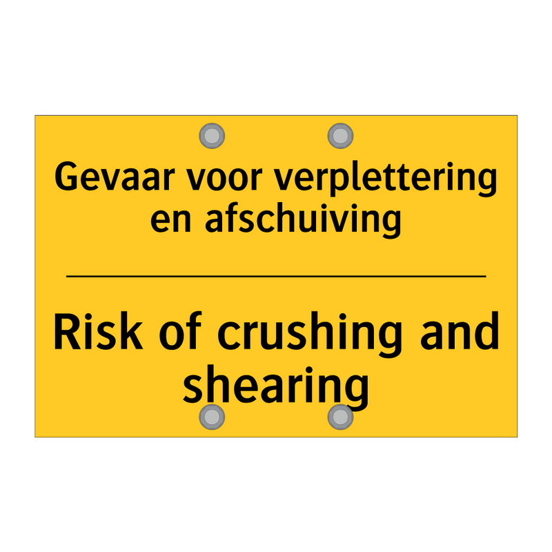 Gevaar voor verplettering en afschuiving - Risk of crushing and shearing