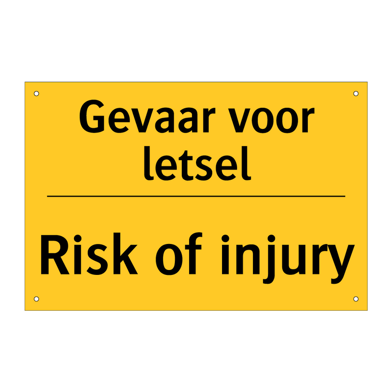 Gevaar voor letsel - Risk of injury & Gevaar voor letsel - Risk of injury