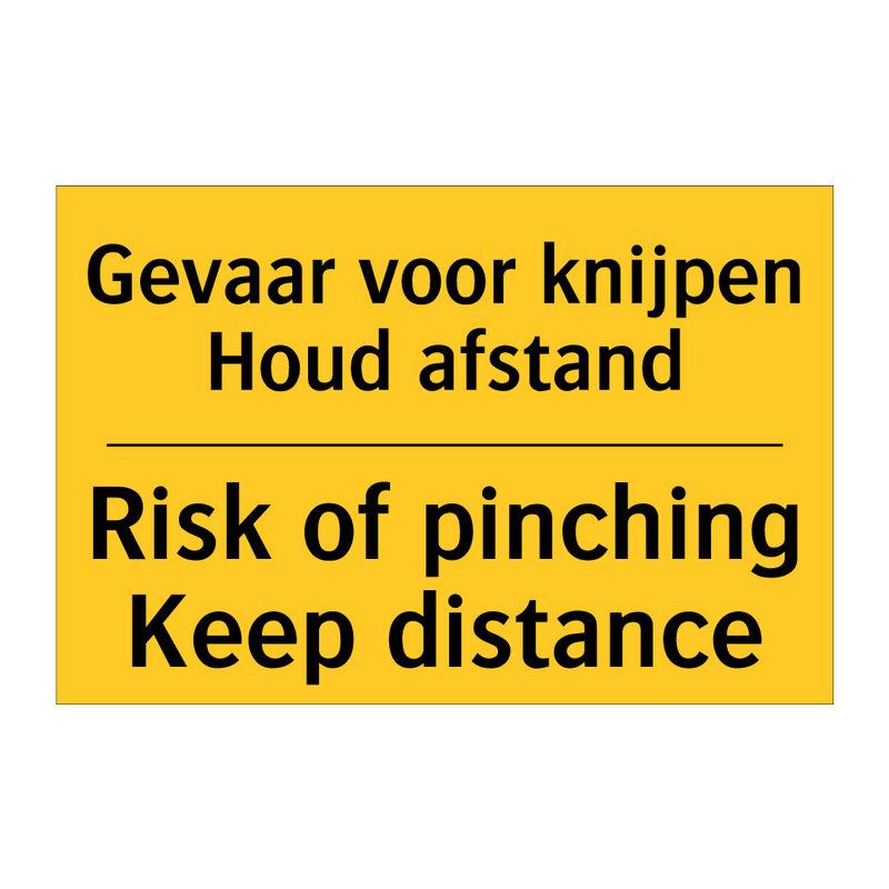 Gevaar voor knijpen Houd afstand - Risk of pinching Keep distance