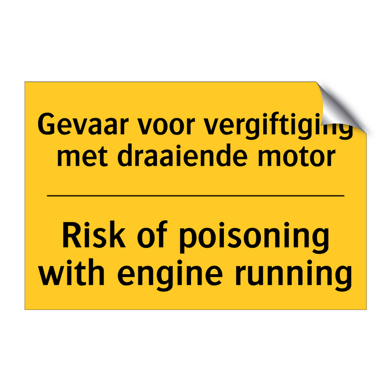 Gevaar voor vergiftiging met draaiende motor - Risk of poisoning with engine running