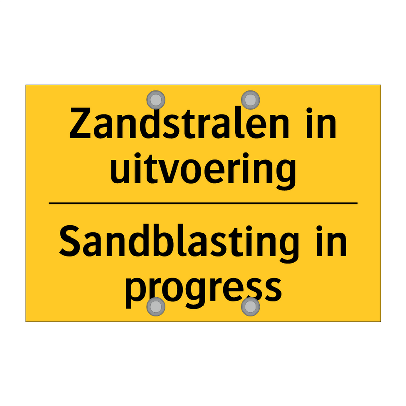 Zandstralen in uitvoering - Sandblasting in progress