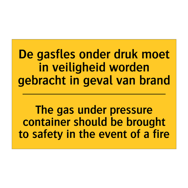 De gasfles onder druk moet in /.../ - The gas under pressure container /.../