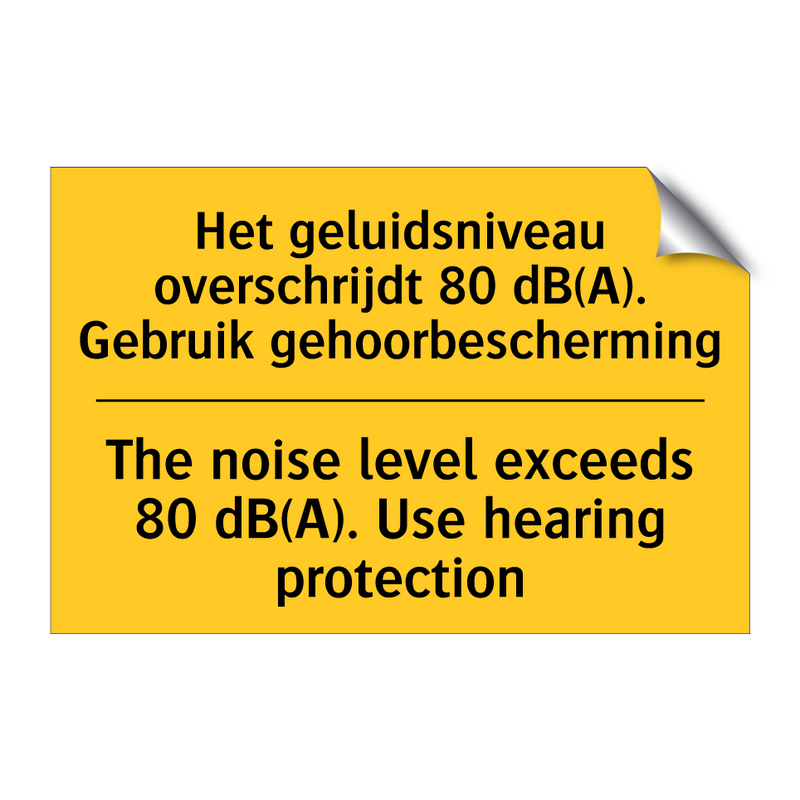 Het geluidsniveau overschrijdt /.../ - The noise level exceeds 80 dB(A). /.../