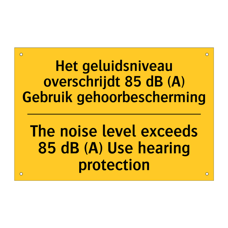 Het geluidsniveau overschrijdt /.../ - The noise level exceeds 85 dB /.../