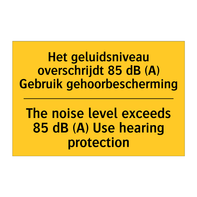 Het geluidsniveau overschrijdt /.../ - The noise level exceeds 85 dB /.../