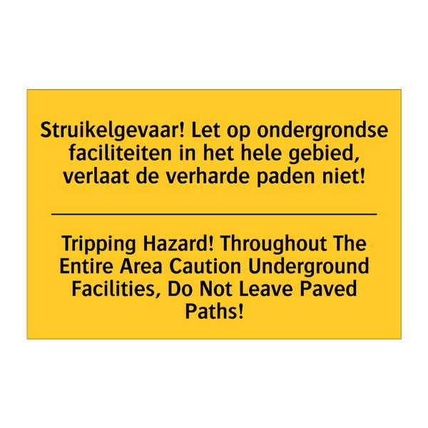 Struikelgevaar! Let op ondergrondse /.../ - Tripping Hazard! Throughout The /.../