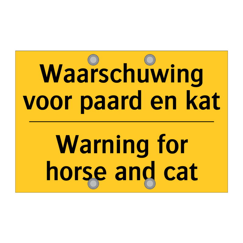 Waarschuwing voor paard en kat - Warning for horse and cat