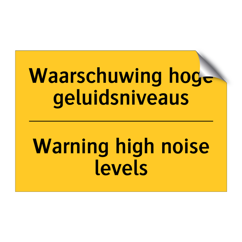 Waarschuwing hoge geluidsniveaus - Warning high noise levels