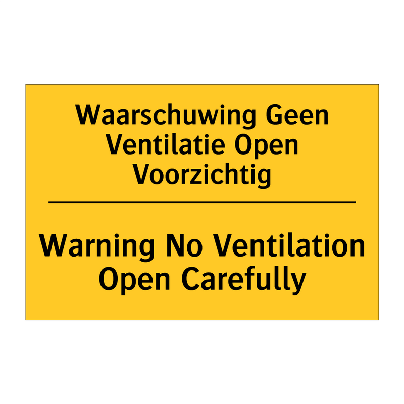 Waarschuwing Geen Ventilatie Open Voorzichtig - Warning No Ventilation Open Carefully