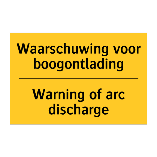 Waarschuwing voor boogontlading - Warning of arc discharge