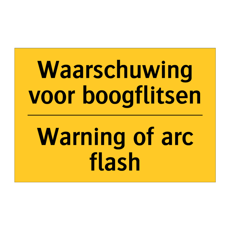 Waarschuwing voor boogflitsen - Warning of arc flash