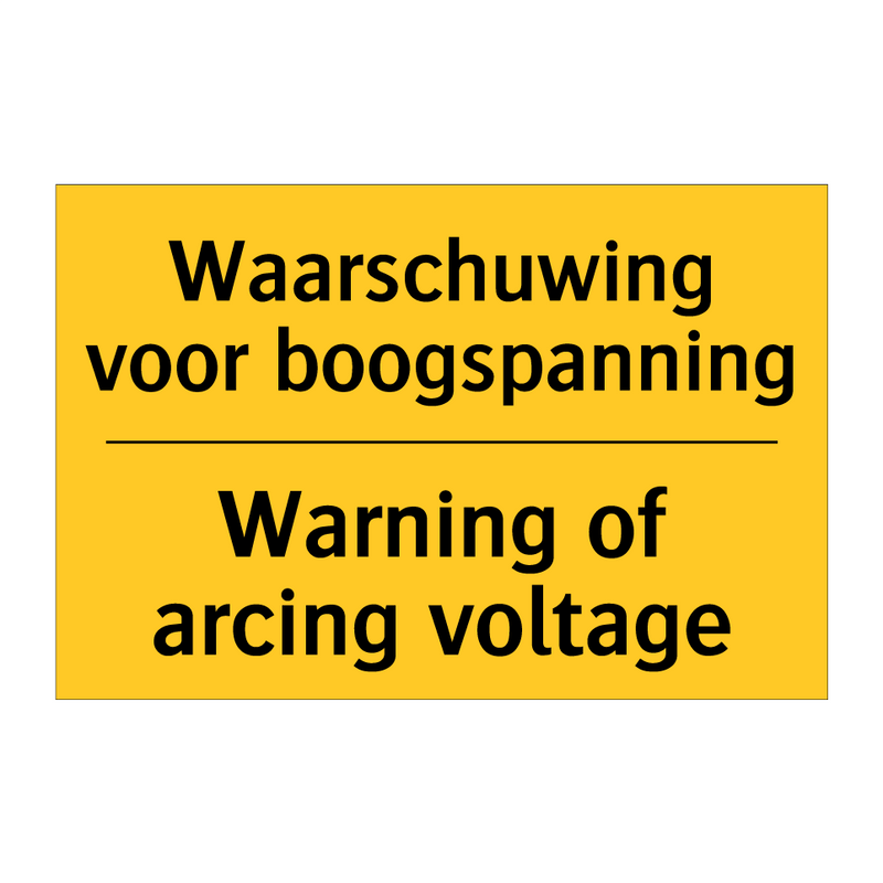 Waarschuwing voor boogspanning - Warning of arcing voltage