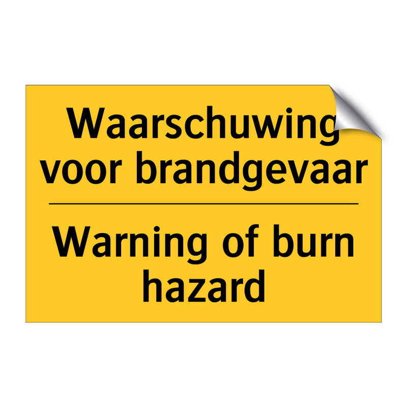 Waarschuwing voor brandgevaar - Warning of burn hazard