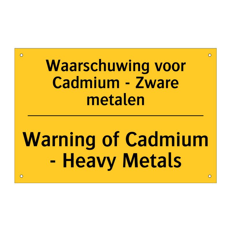 Waarschuwing voor Cadmium - Zware metalen - Warning of Cadmium - Heavy Metals