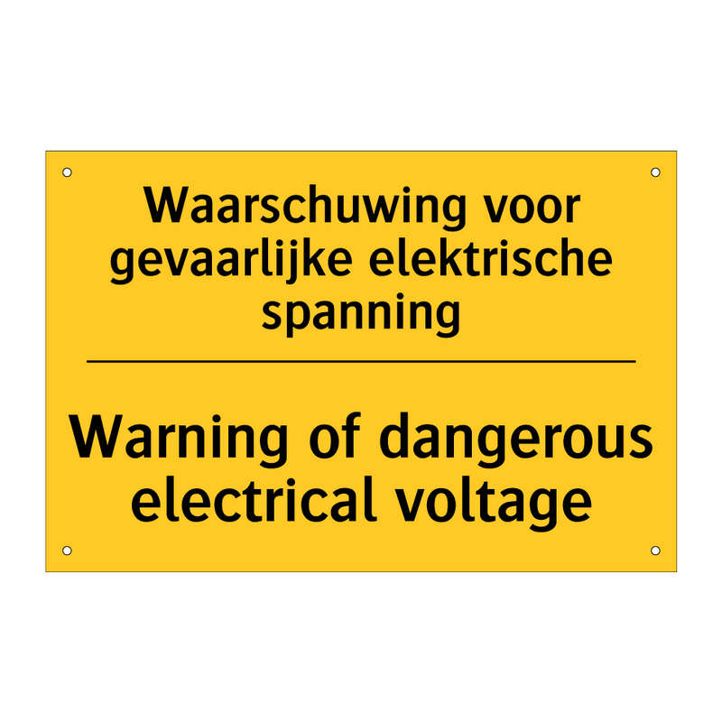 Waarschuwing voor gevaarlijke elektrische spanning - Warning of dangerous electrical voltage