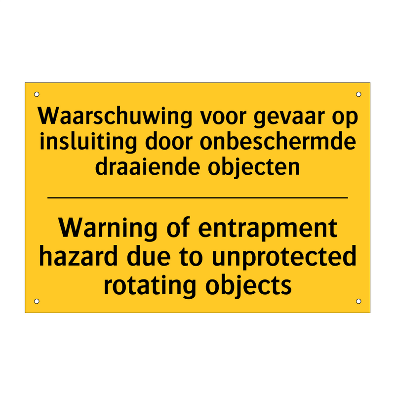 Waarschuwing voor gevaar op insluiting /.../ - Warning of entrapment hazard due /.../