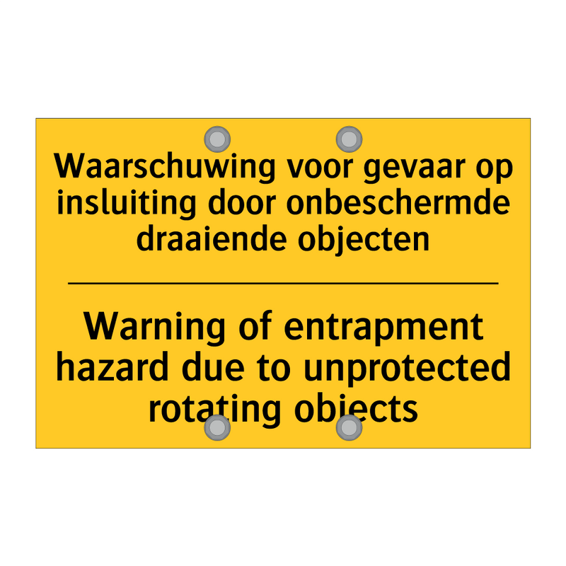 Waarschuwing voor gevaar op insluiting /.../ - Warning of entrapment hazard due /.../