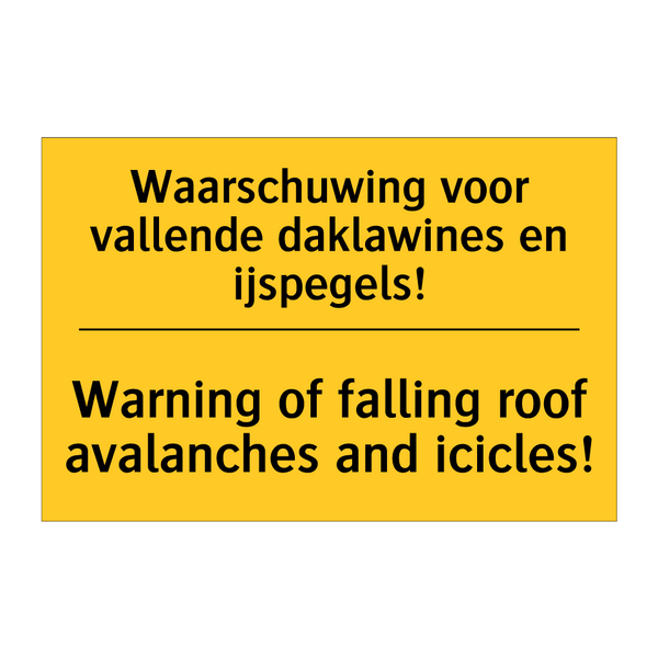 Waarschuwing voor vallende daklawines en ijspegels! - Warning of falling roof avalanches and icicles!