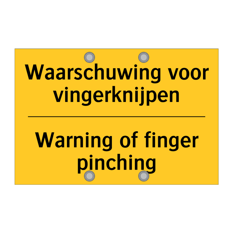 Waarschuwing voor vingerknijpen - Warning of finger pinching