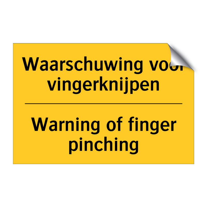 Waarschuwing voor vingerknijpen - Warning of finger pinching