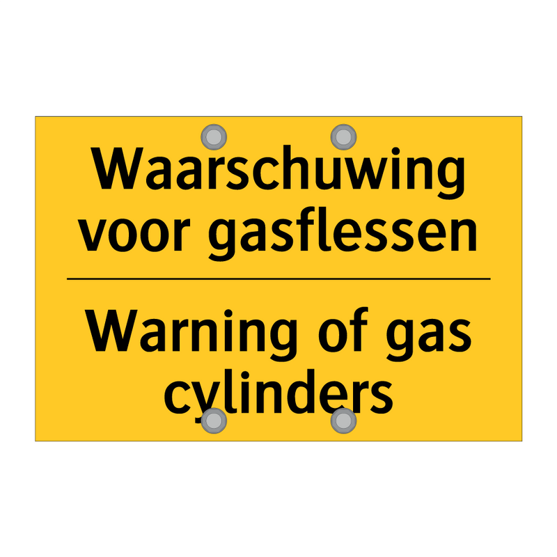 Waarschuwing voor gasflessen - Warning of gas cylinders