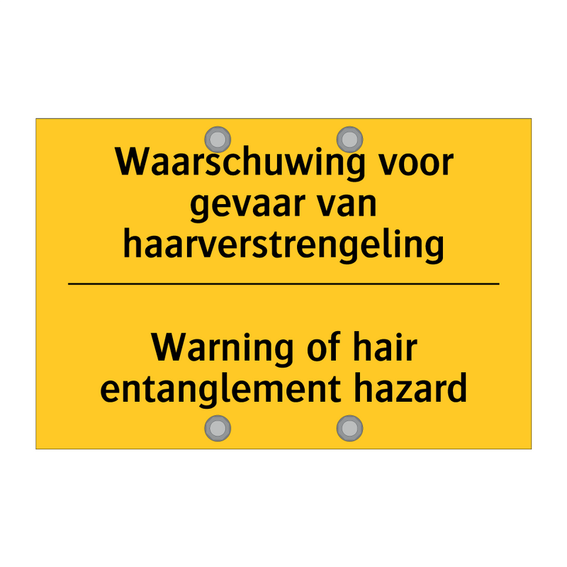 Waarschuwing voor gevaar van haarverstrengeling - Warning of hair entanglement hazard