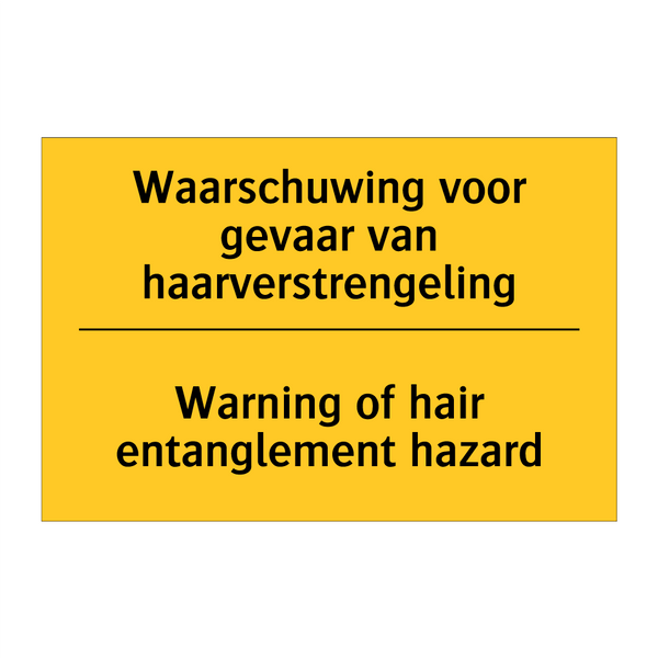 Waarschuwing voor gevaar van haarverstrengeling - Warning of hair entanglement hazard