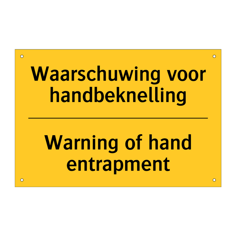 Waarschuwing voor handbeknelling - Warning of hand entrapment