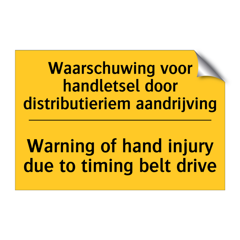 Waarschuwing voor handletsel door /.../ - Warning of hand injury due to /.../